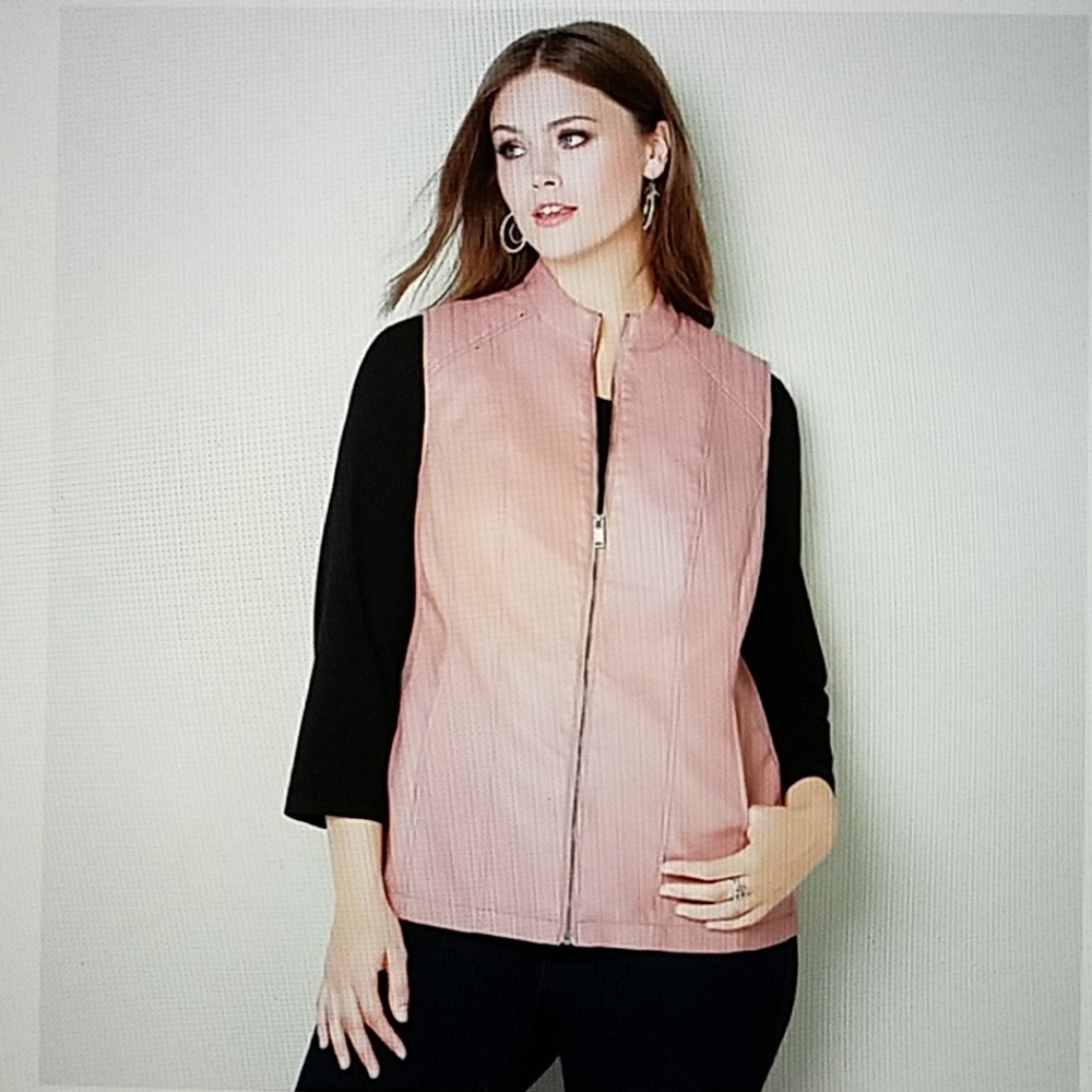 Pleather Leather Zip Vest (dusty rose) 26/28